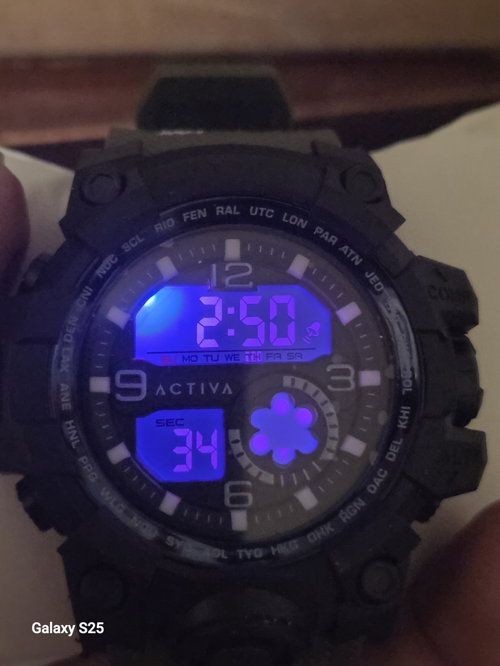 Active USA Black Digital-Analog Sport Watch with Blue Backlight